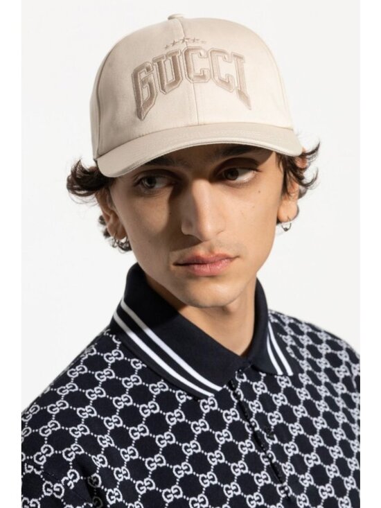 Gucci Embroidered Cotton Baseball Cap Ivory L 59cm 817455 main image 9